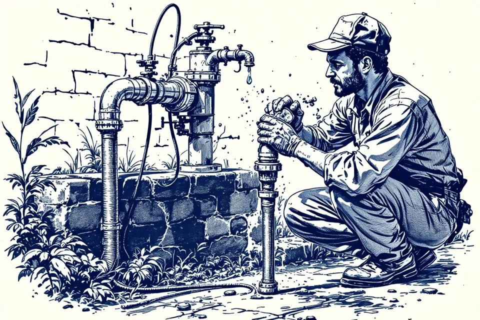 Illustratie: installateur aan het werk